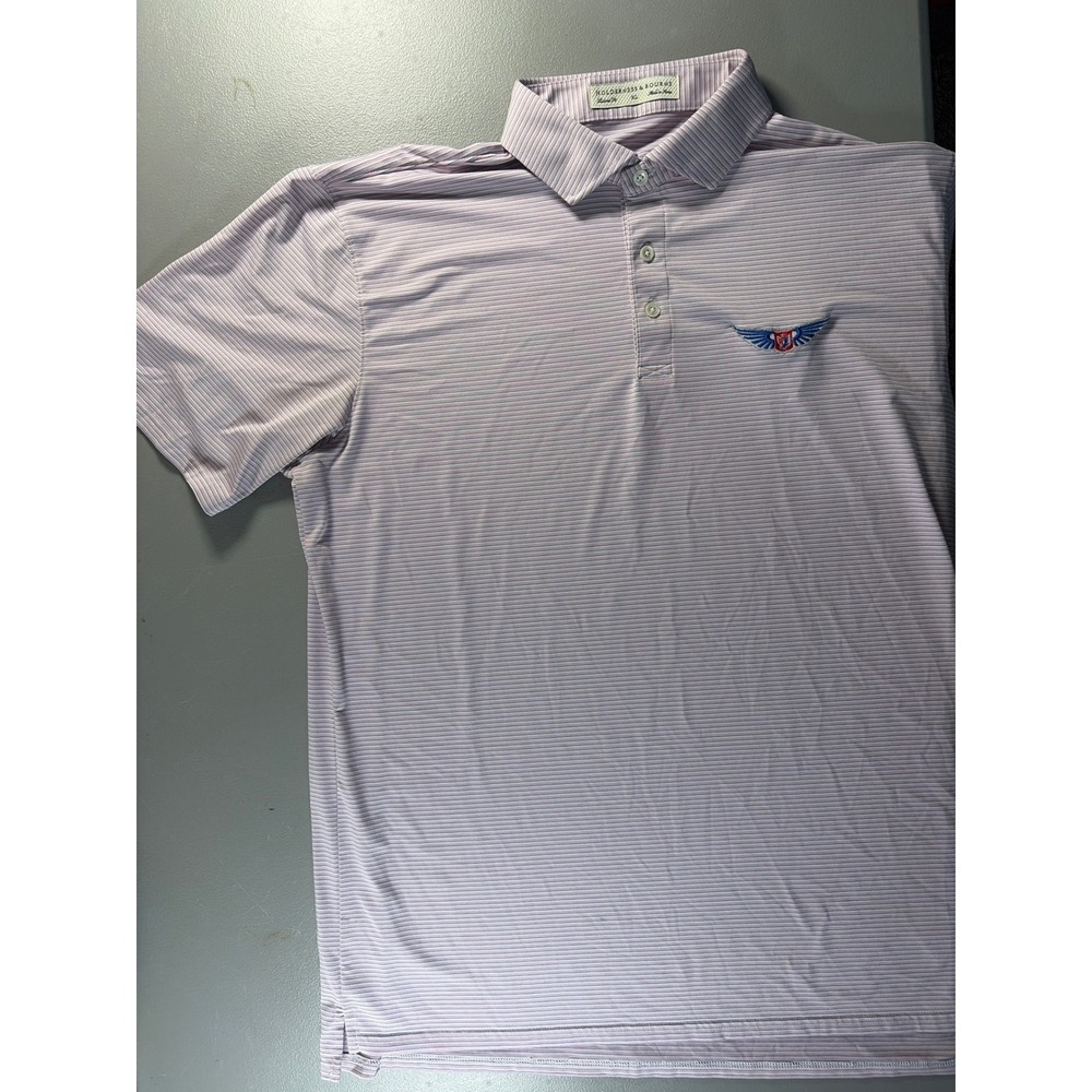 Holderness & Bourne Golf Polo Mens XL Pink Striped Tailored Fit Short Sleeve Shi - Picture 6 of 7
